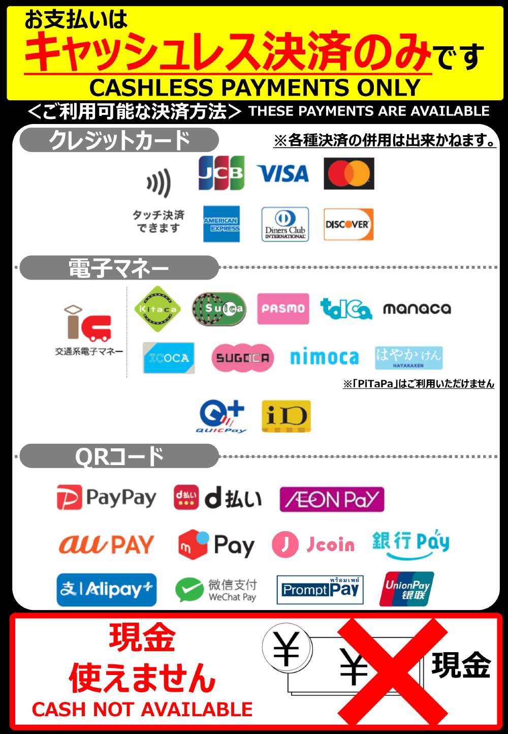 ご利用可能なお支払い方法